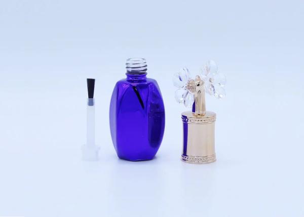 Buy cheap Blue Color Custom Empty Glass Nail Polish Bottles With Flower Shape Cap from wholesalers