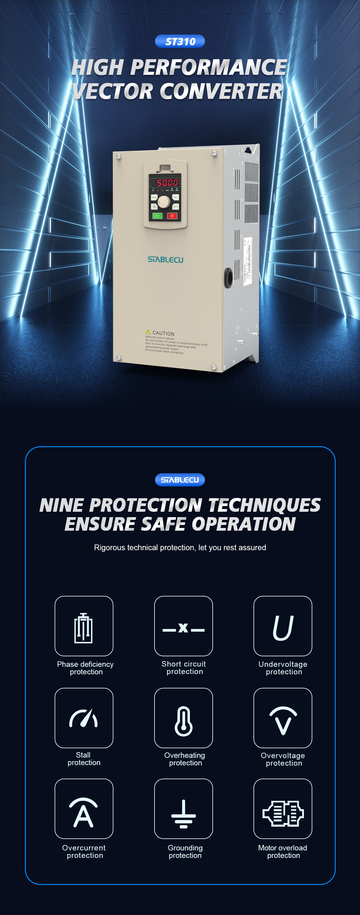 300HZ 11KW 15KW 30KW Motor Drive Frequency Inverter Triple Output Type