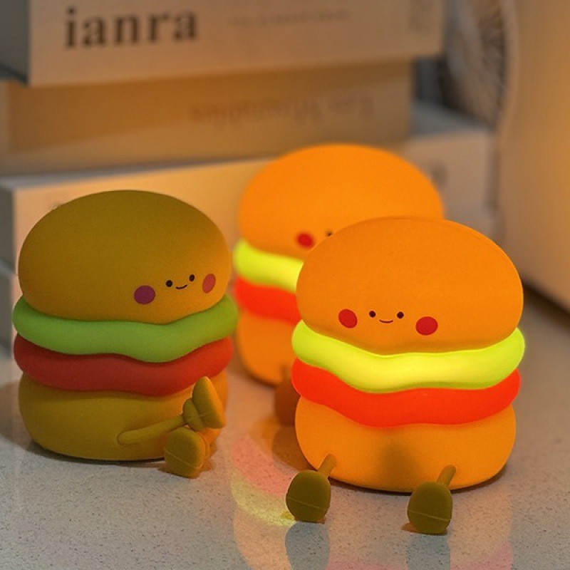 Night Light For Kids Cute Silicone Nursery Hamburger Lamp For Girls Boys Squishy BedroomNight Light Timer Besides Lamp