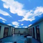 Stretch PVC Ceiling Film Blue Sky Starry Night With Fluorescent Lights