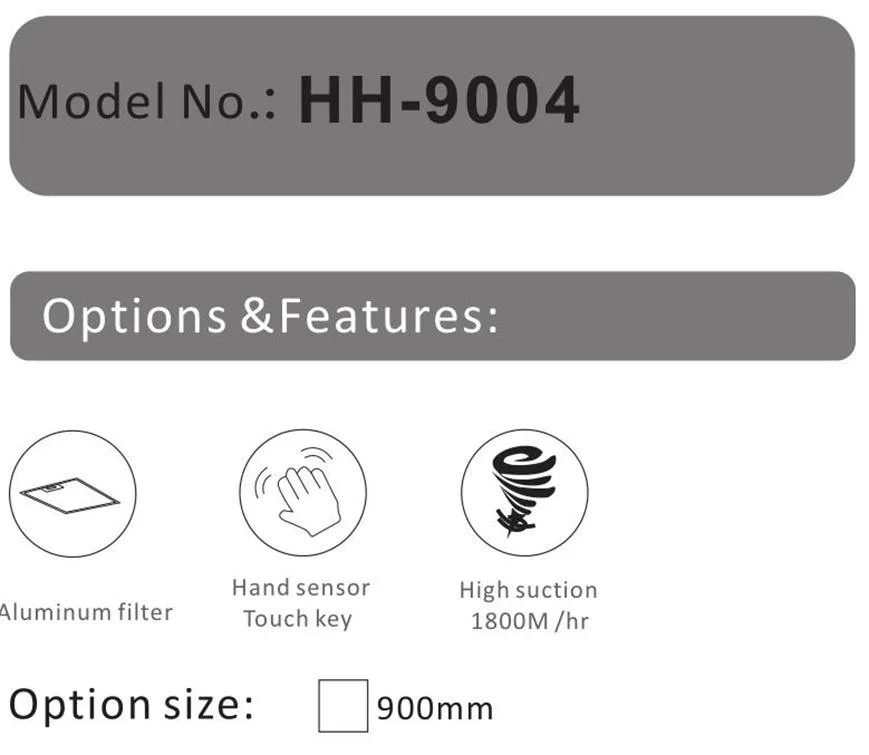 Strong Suction Smoke Exhaust Under Cabinet Range Hoods 900mm Length