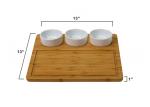 Unbreakable Bamboo Cheese Serving Tray , Bamboo Cheese Platter Board With 3 Bowl
