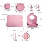 Durable Silicone Baby Feeding Set 6 Pcs BPA Free Plates Straw Sippy Cup