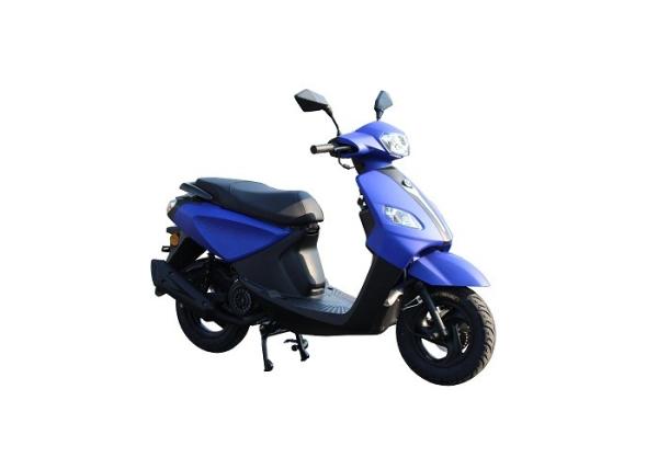 Buy cheap gas motor scooter 125cc 150cc JOG GY6 engine front disc rear drum black alloy wheel blue plastic body from wholesalers