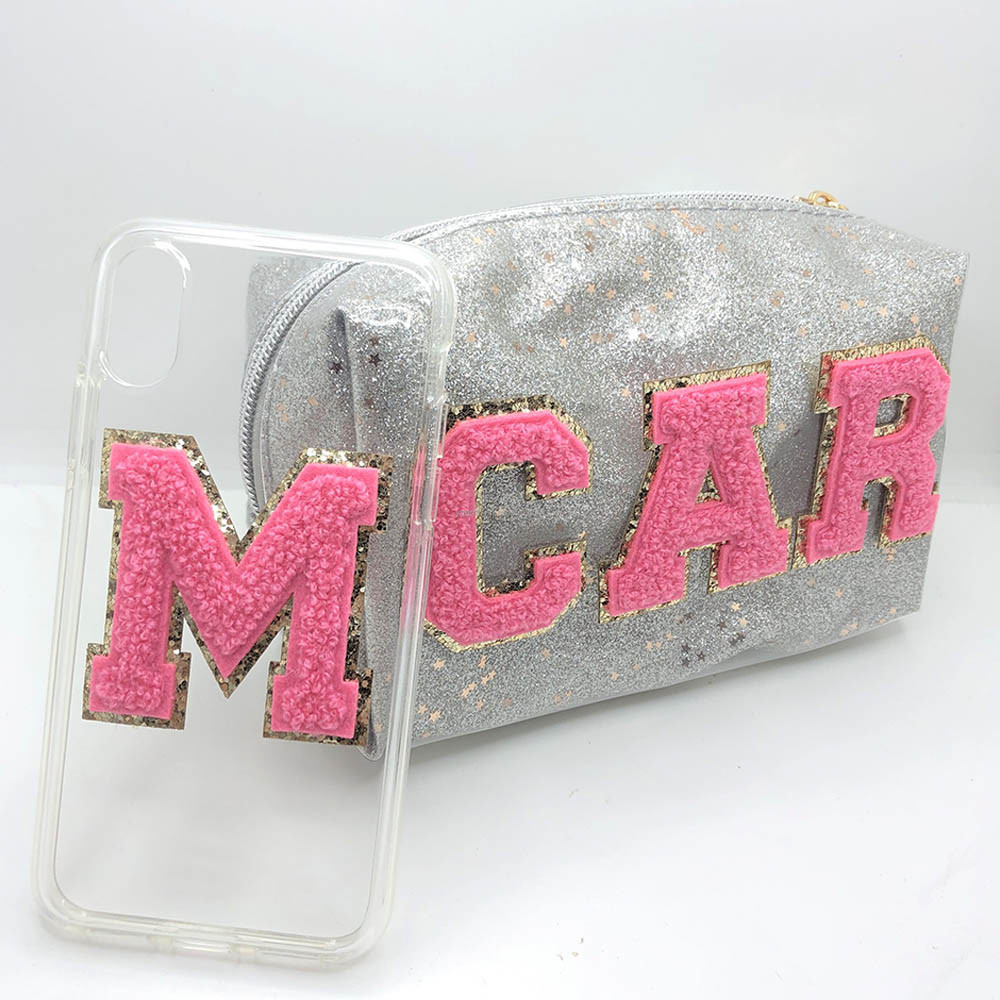 Laser Cut Glitter Iron On Patches Ironing Adhesive Backing OEM For Clothes