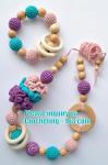 baby name pacifier holder, wood bead pacifier clip , baby shower gift, dummy