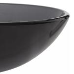 Circular Countertop Wash Basin Handmade Tempered Glass Gray Vessel Bathroom Sink