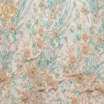 1 Yard 3D Flower Lace Fabric With Beads For Nigeria Party Dress