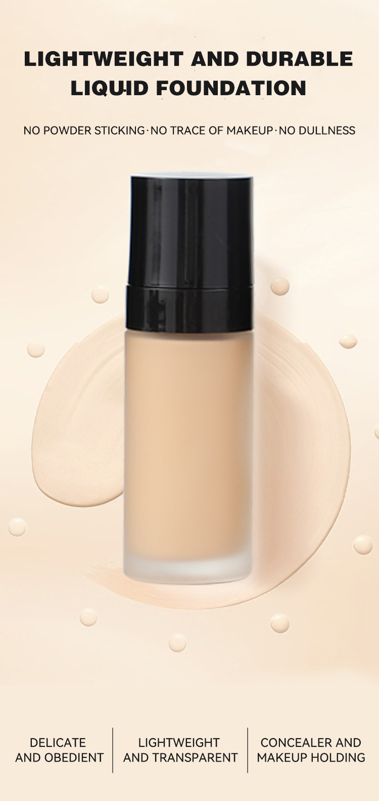 Private Label 10 Colors Creamy Full Coverage Waterproof Vegan Long Lasting Moisturizing Liquid Foundation for Dark Skin