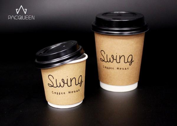 Buy cheap Disposable Double Wall Takeaway Coffee Cups Kraft Paper Outer Layer For Hot Chocolate from wholesalers