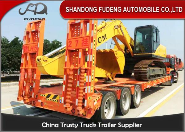 Buy cheap 3 axles 12 tires low bed trailer, 50 ton capacity Mechanical suspension from wholesalers