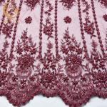 Buy cheap Elegant Bridal Red Beaded Lace Fabric African Style Customized For Dress from wholesalers