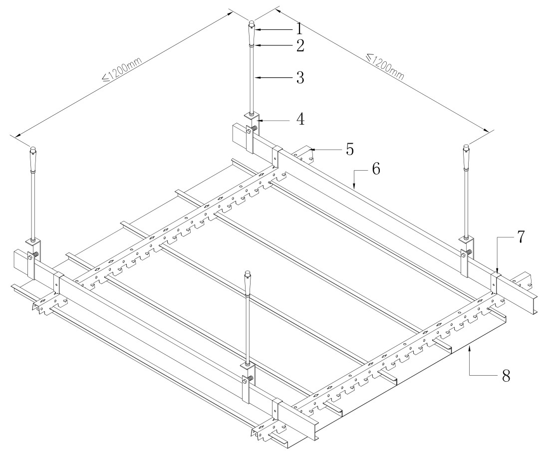 H Shaped Aluminum Metal Ceiling 1.2mm Thickness Easy To Clean