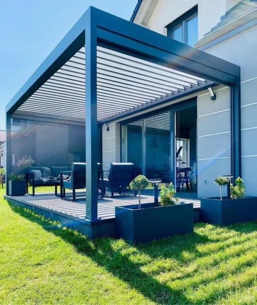 Customized Garden Electric Retractable Roof Bioclimatic Pergola Outdoor Aluminum