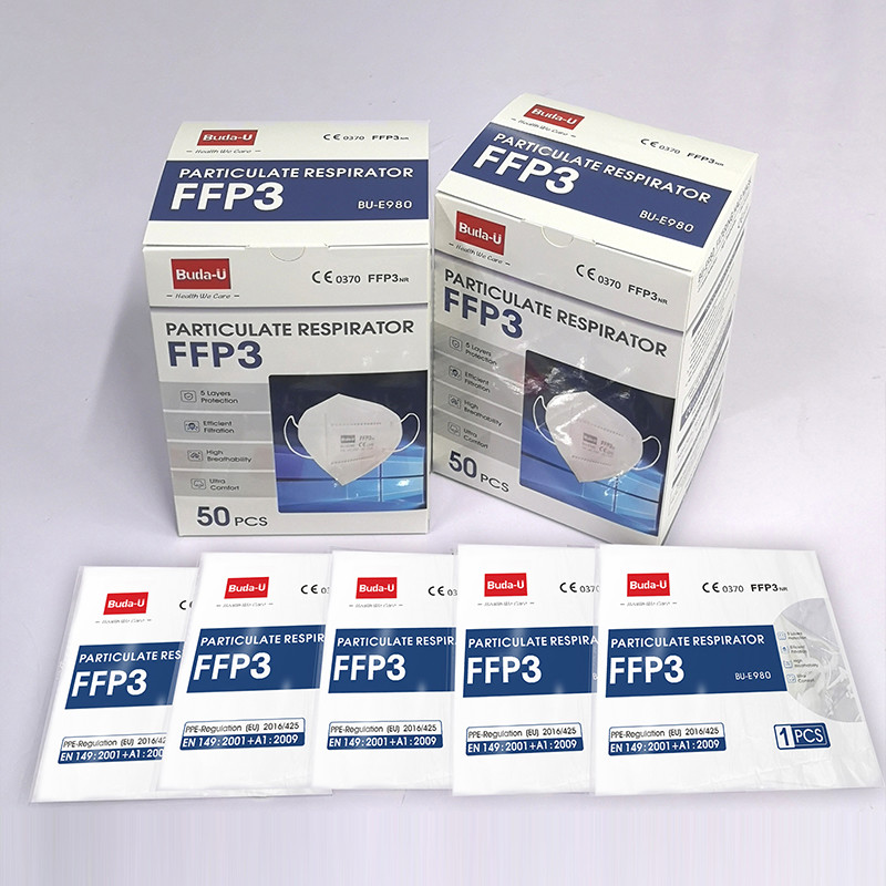 5 Layers White FFP3 Dust Mask , FFP3 Filtering Half Mask Without Valve