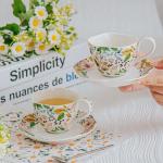 Stocked French Ceramic Cups And Saucers For Garden Flower Decor Or Wedding Party