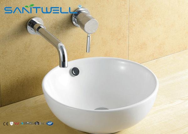 Buy cheap Home White Counter Top Wash Basin , Ceramic Bathroom Sink 430*430*170mm from wholesalers