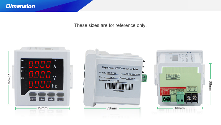 CN-UIF63 72*72 mm Single Phase A&V&Hz combination Meter for electrical switchboard
