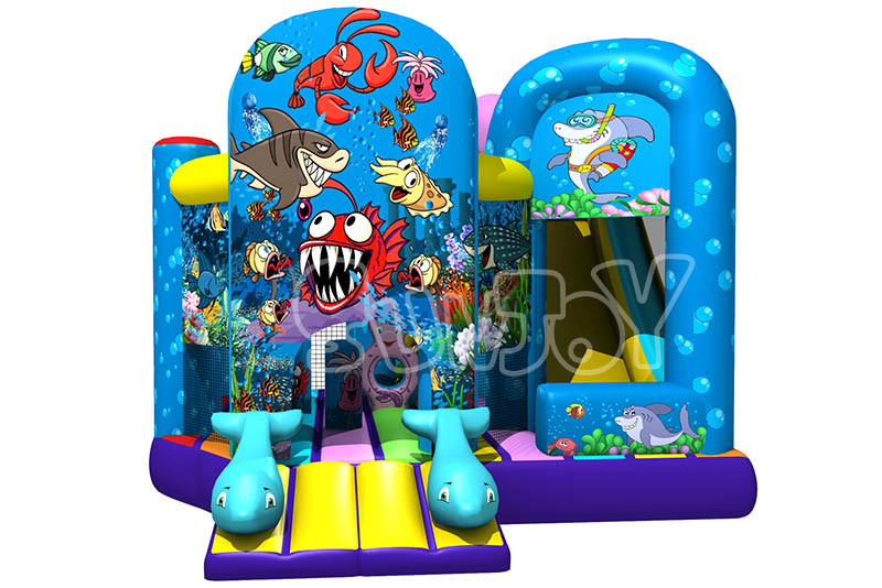 Inflatable Ocean Theme Combo Bounce House With Slide