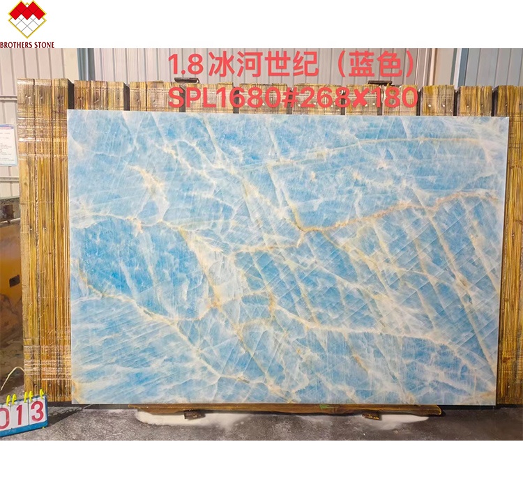 Beautiful Backlit Blue Crystal Onyx Slab Perfect for Modern Home and Hotel Decoration