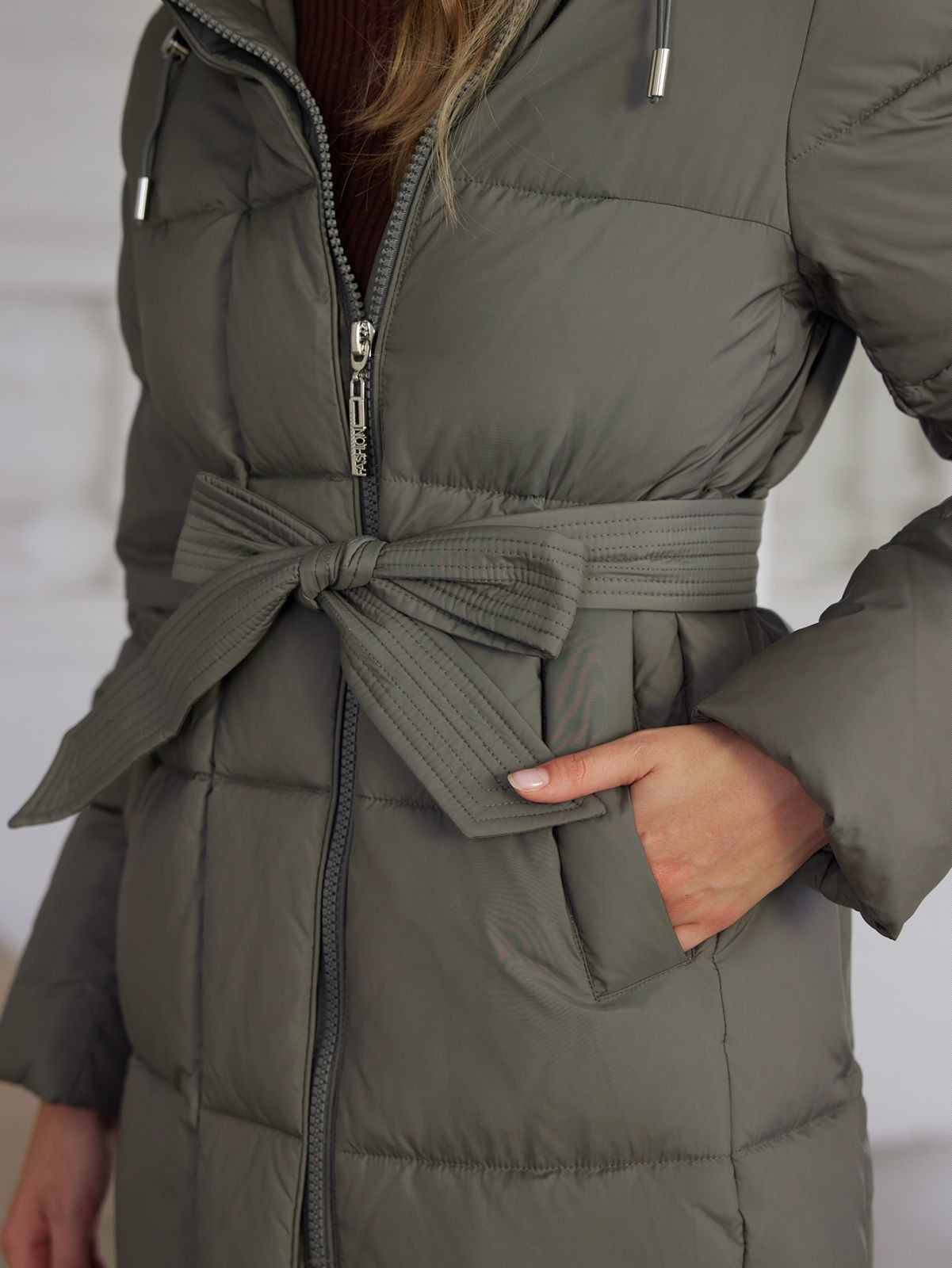 Bio Fluff Woman Coat Hooded Thickened Long Cotton Coat with Slanted Placket and Pleats for Bio Fluff Women s Style, down or biddown coat