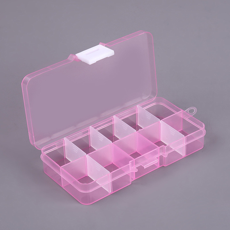 Blue 10 Grid PP Plastic Storage Box Removable Divider Organizer