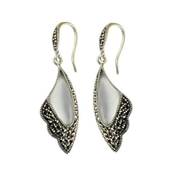 Buy cheap Sterling Silver White Agate Drop Earrings Wing Style Women Jewelry ( E019362WHITE) from wholesalers
