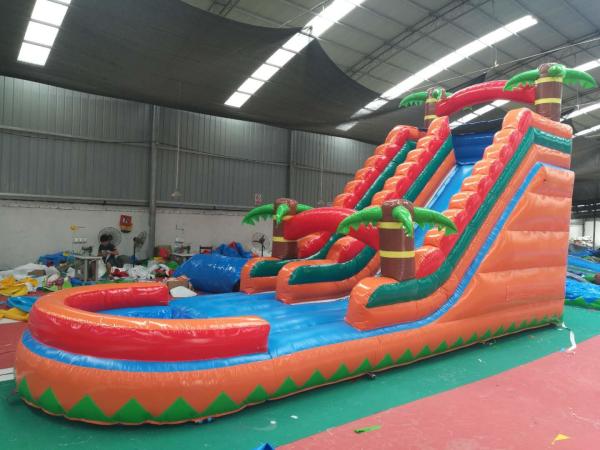 Buy cheap Jungle Palm Tree Inflatable Backyard Water Slide Outdoor For Playground from wholesalers