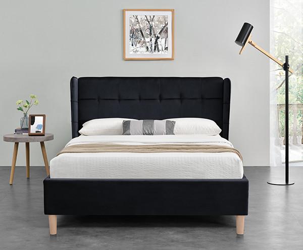 Buy cheap Full Bed Velvet Black Frame OAK Plastic Legs from wholesalers
