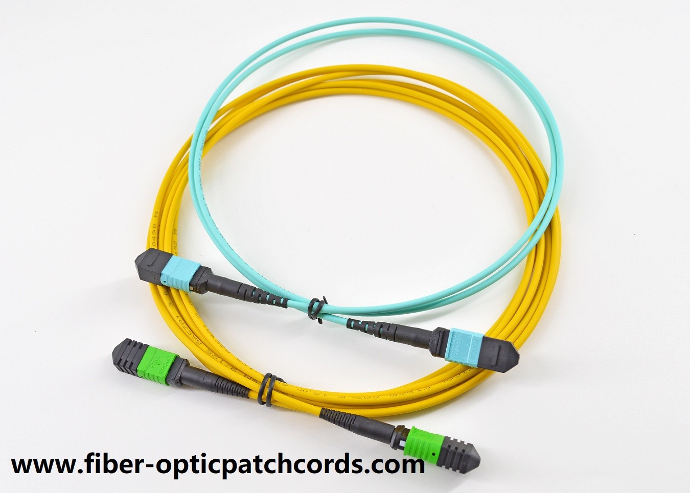8 12 24 Core Fiber Optic Patch Cord Low PDL OM3 MPO MTP Jumper Aqua Color
