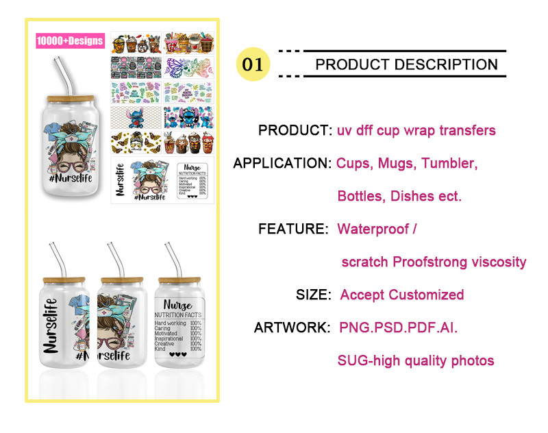 Wholesale Custom Designs Cartoon Printing Transfer Stickers Cartoon DTF Heat Transfer For Clothing
