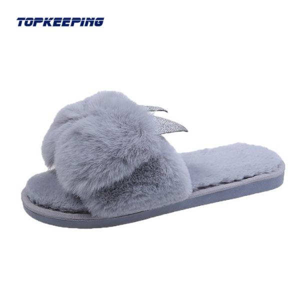 Buy cheap 1D0044 Lady Cute Fluffy Fleece Plush Warm Slipper from wholesalers