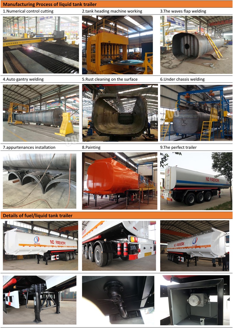45000 Liters Water Transporting Semi Trailer with 3 Axles and Mechanical Suspension