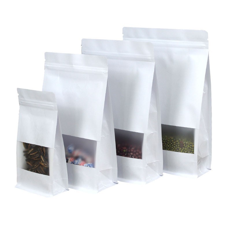Food Packaging Plastic Bag stand up zipper bag Kraft Paper Bags With Window
