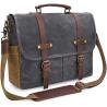 Buy cheap 15.6 Inch Waterproof Vintage Genuine Leather Waxed Canvas Briefcase Large Leather Computer Laptop Bag Rugged Satchel from wholesalers