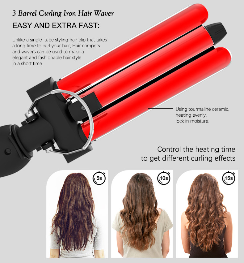 Three Barrel Curling Iron Mini Hair Curler Aluminum Plate Wave Formers
