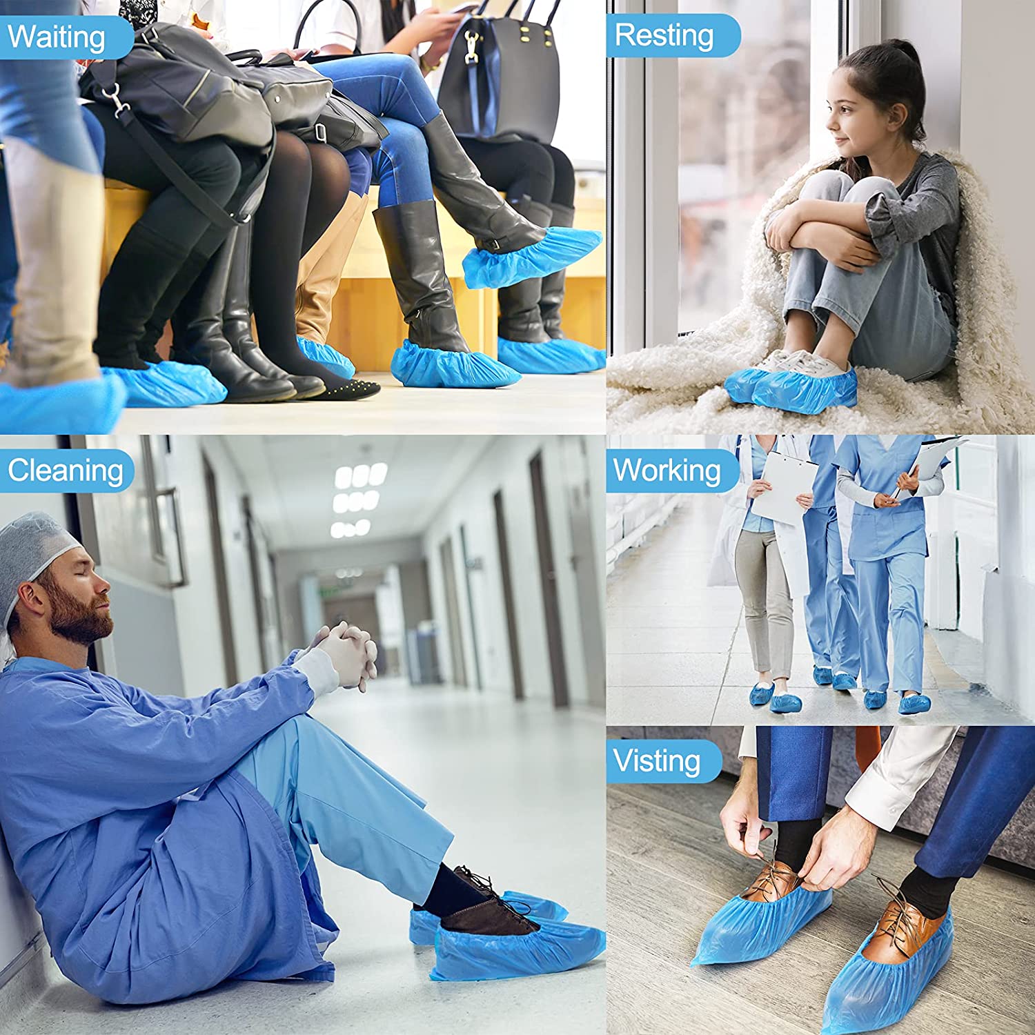 PP PE Plastic Overshoe Covers Non Woven Disposable Waterproof Shoe Protectors