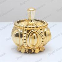 Buy cheap luxury mini electroplate gold glass candle jar, gold glass container with gold product