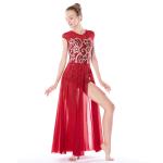 MiDee Best Sell Lyrical Dance Costumes Dresses Floral Sequins Leotard Cap