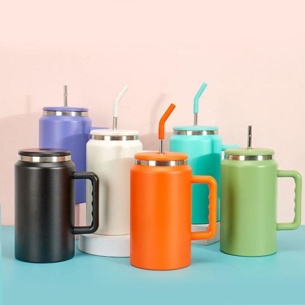 Buy cheap Custom Colors Food Grade 50 Oz Stainless Steel Tumbler Vacuum Insulated Coffee Tumbler No Spill With Straw Handle Keeping Drink Hot Cold 12-24 Hours from wholesalers