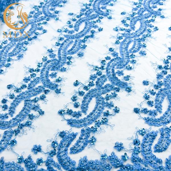 Buy cheap Embroidered Bead Handmade Lace Fabric 140cm Width With Pearls from wholesalers
