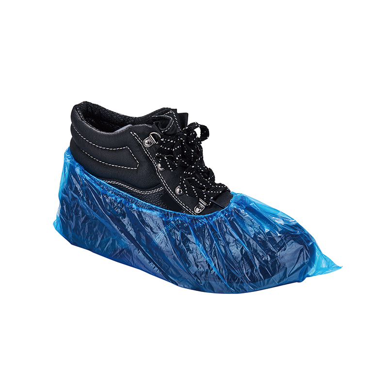 Home Usage Disposable PE Shoe Cover Blue Waterproof Dust-proof with Rubber Elastic Cord