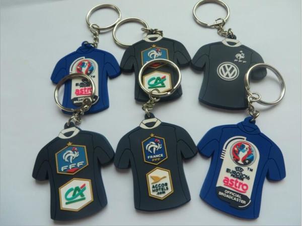 Buy cheap Custom 2d/3d Football Team Sportswear Shape Soft PVC Keychain For Euro 2016 Official Broadcast Gift from wholesalers