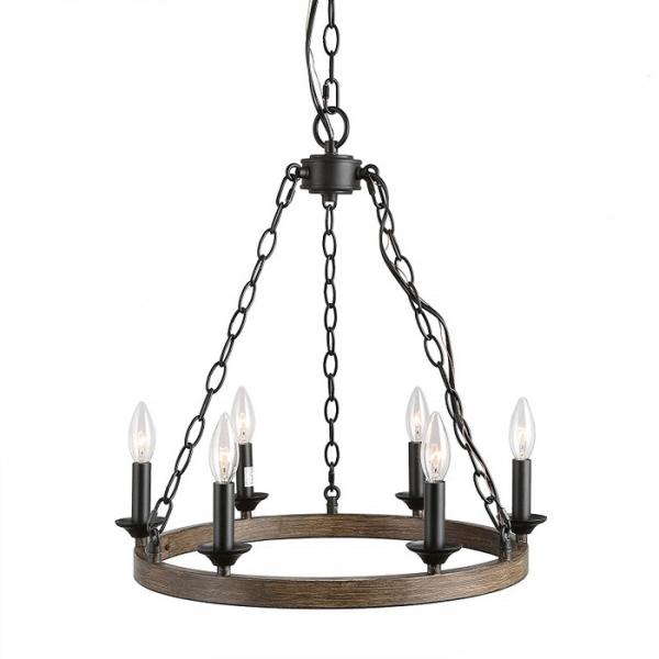Buy cheap 60Hz Vintage Pendant Lamps 6 Bulb Farmhouse Wooden Chandeliers Pendant Lights Hanging from wholesalers