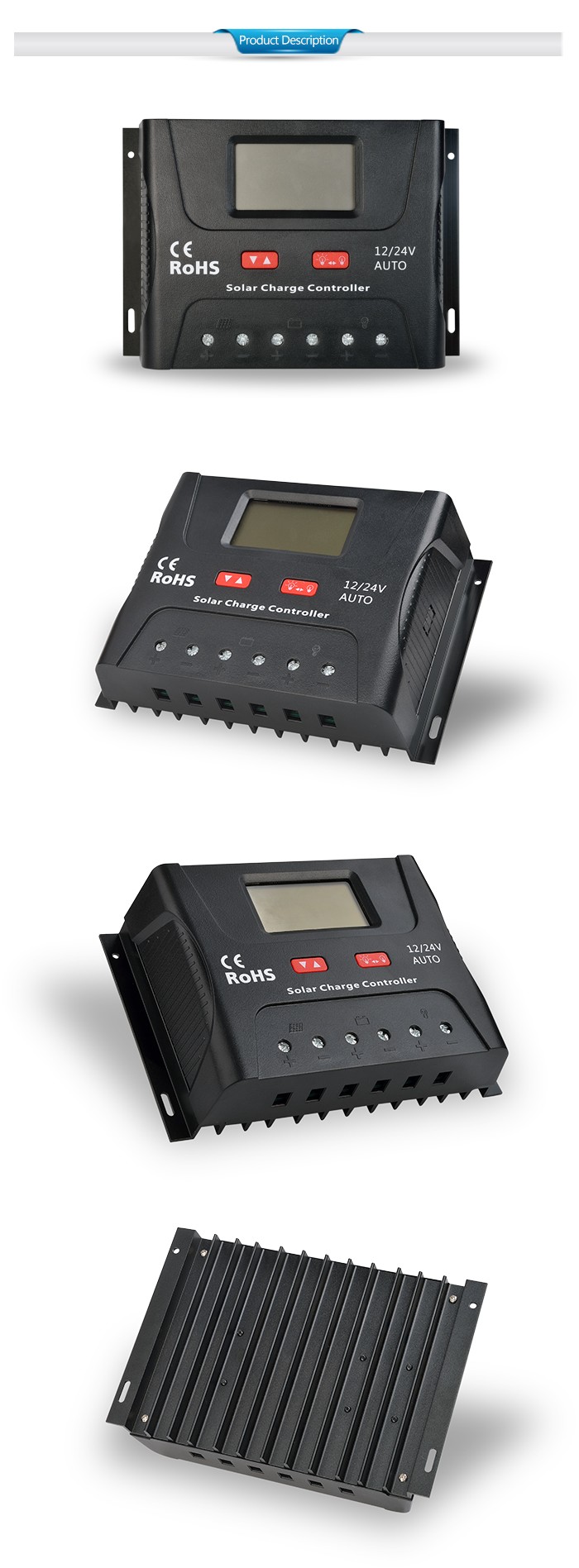 Lithium Battery SRNE Solar Charge Controller Portable Pv Charge Controller 12v 24v