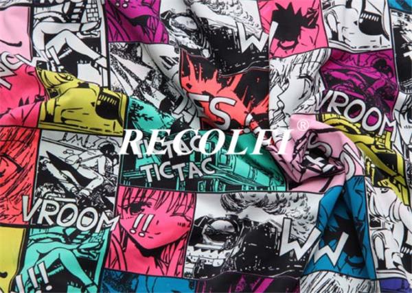Buy cheap Comic Printing Activewear Made From Recycled Plastic Polyester Stretch Fabric from wholesalers