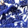 Buy cheap 135cm Width Navy Blue Embroidered Tulle Lace Fabric Fashion Handwork from wholesalers