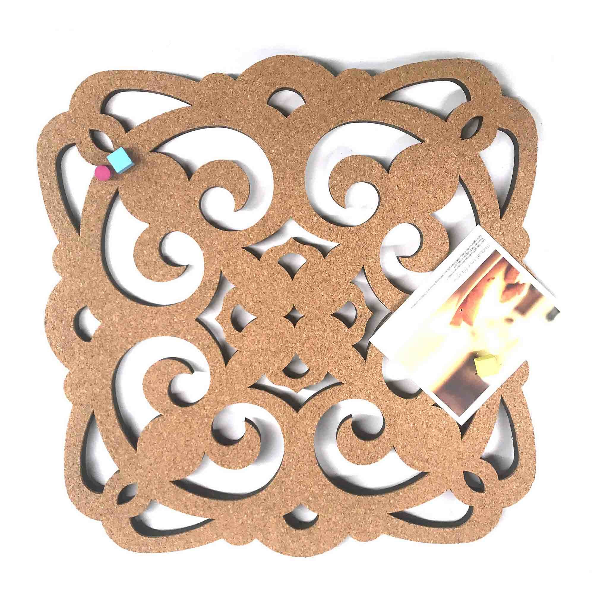 Durable Hollow Carved Decorative Cork Boards 12''X12'' Waterproof