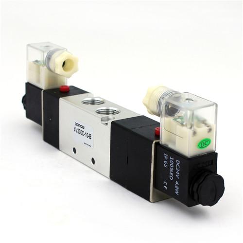 Buy cheap 4V330C-10 3/8'' Double Solenoid Directional Control Valve / 5 Way 3 Position Pneumatic Valve from wholesalers