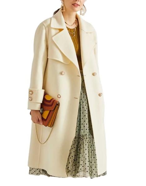 Wool Blend Peacoat Double-Breasted High Quality Trench Coat Women Long Coats for